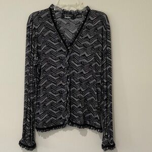 Dana Buchman Neiman Marcus Black and Gray Blouse Size XL